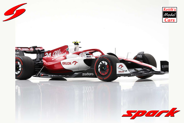 [1/18 Scale] Alfa Romeo F1 Team Orlen Racing C42 - Bahrain GP 2022 - 10th Place - No.24 Zhou Ganyu by Spark Models
