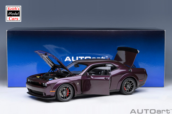 [1/18 Scale] Dodge Challenger R/T Scat Pack Shaker Widebody 2022 in Hellraisin by AUTOart Models