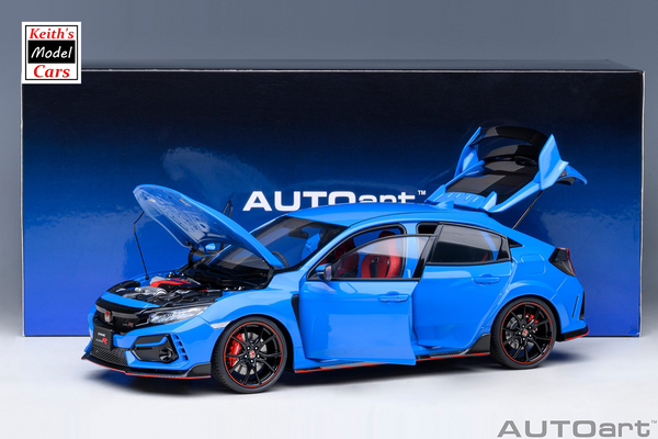 [1/18 Scale] Honda Civic Type R (FK8) 2021 in Racing Blue Pearl by AUTOart Models