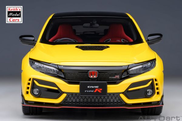 [1/18 Scale] Honda Civic Type R (FK8) 2021 in Sunlight Yellow by AUTOart Models