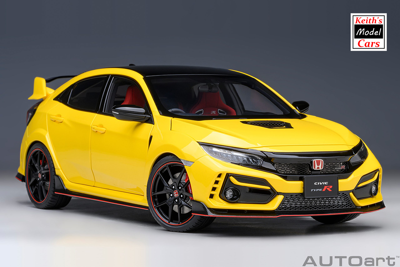 [1/18 Scale] Honda Civic Type R (FK8) 2021 in Sunlight Yellow by AUTOart Models
