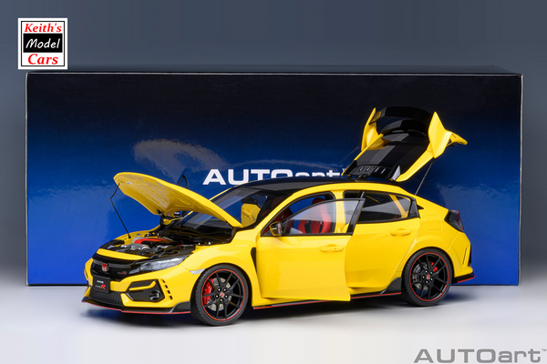 [1/18 Scale] Honda Civic Type R (FK8) 2021 in Sunlight Yellow by AUTOart Models