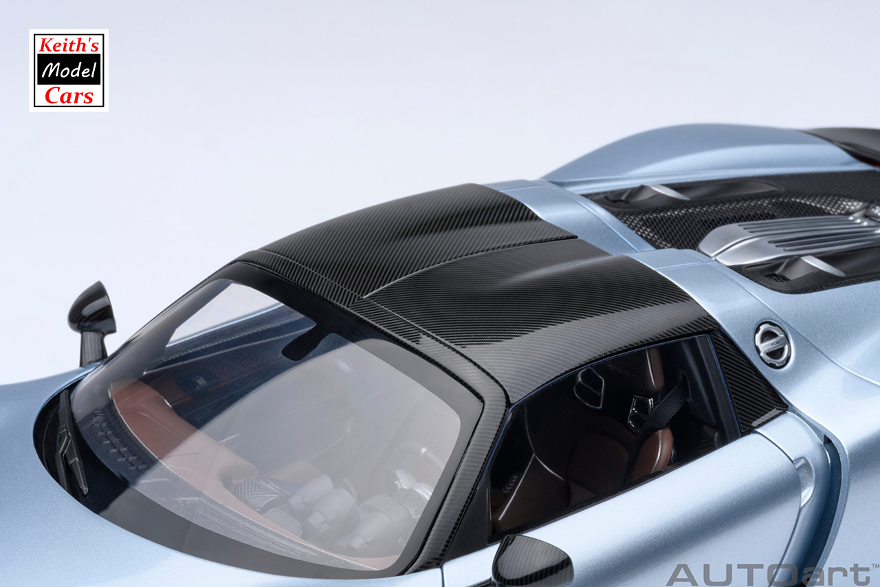 [Maßstab 1/18] Porsche 918 Spyder Weissach-Paket in Liquid Metal Blue Chrome von AUTOart Models 