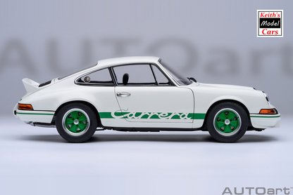 [1/18 Scale] Porsche 911 Carrera 2.7 RS in Grand Prix White with Green stripes by AUTOart Models