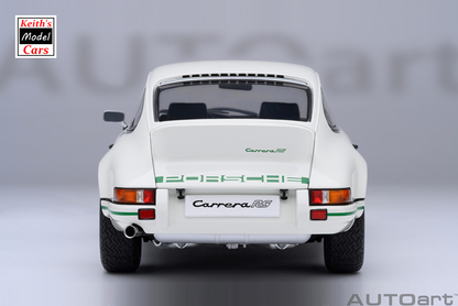 [1/18 Scale] Porsche 911 Carrera 2.7 RS in Grand Prix White with Green stripes by AUTOart Models