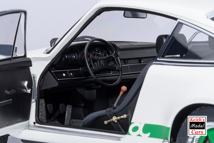 [1/18 Scale] Porsche 911 Carrera 2.7 RS in Grand Prix White with Green stripes by AUTOart Models