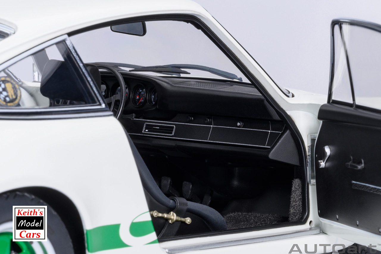 [1/18 Scale] Porsche 911 Carrera 2.7 RS in Grand Prix White with Green stripes by AUTOart Models