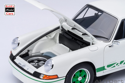 [1/18 Scale] Porsche 911 Carrera 2.7 RS in Grand Prix White with Green stripes by AUTOart Models