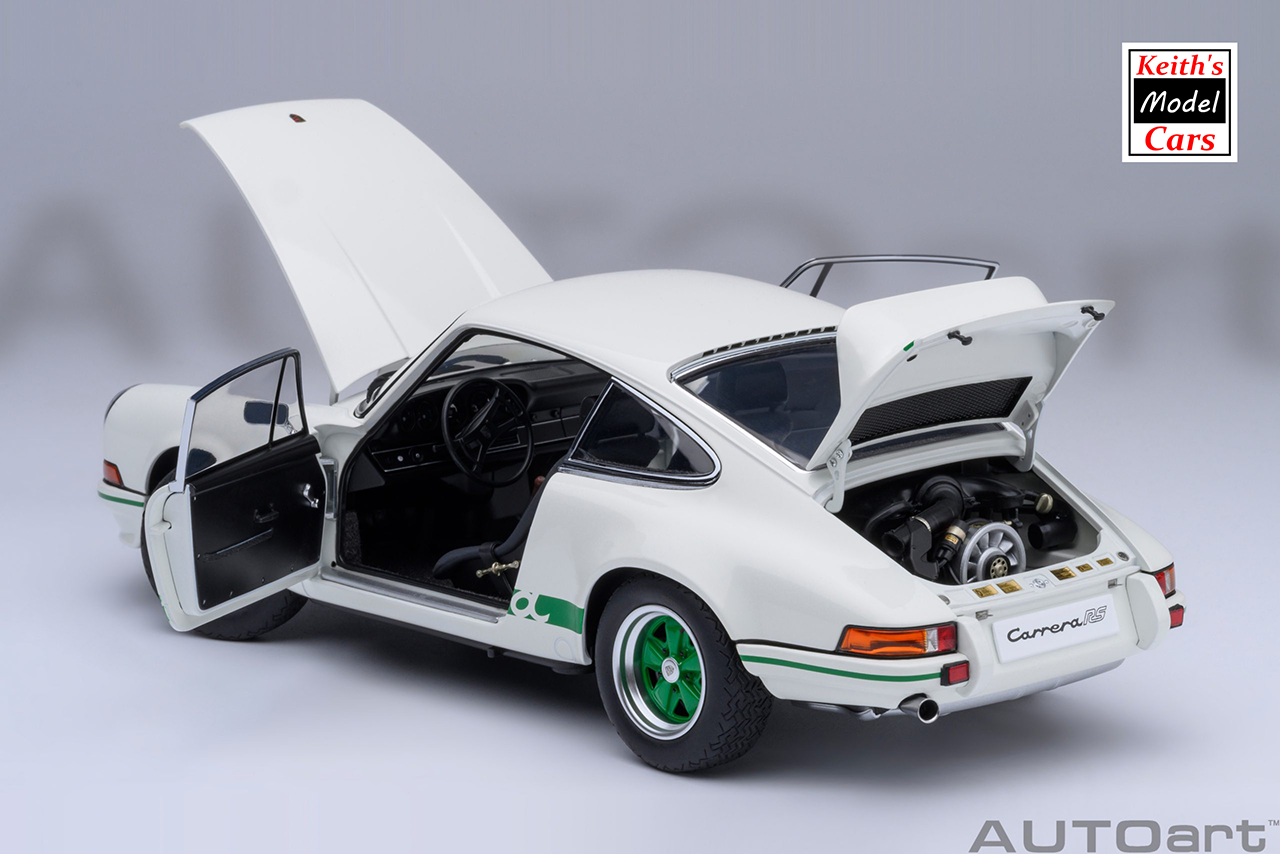 [1/18 Scale] Porsche 911 Carrera 2.7 RS in Grand Prix White with Green stripes by AUTOart Models