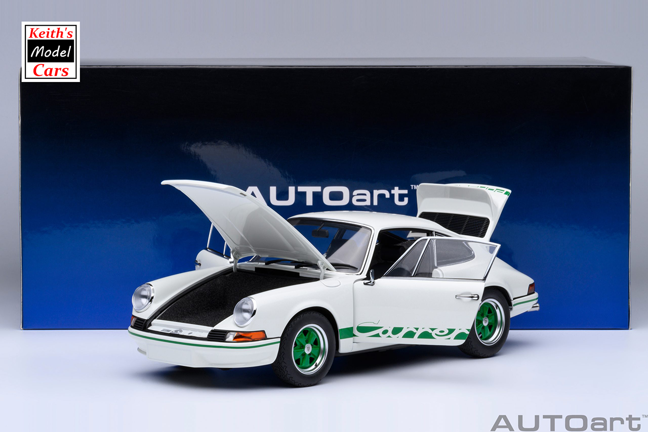[1/18 Scale] Porsche 911 Carrera 2.7 RS in Grand Prix White with Green stripes by AUTOart Models
