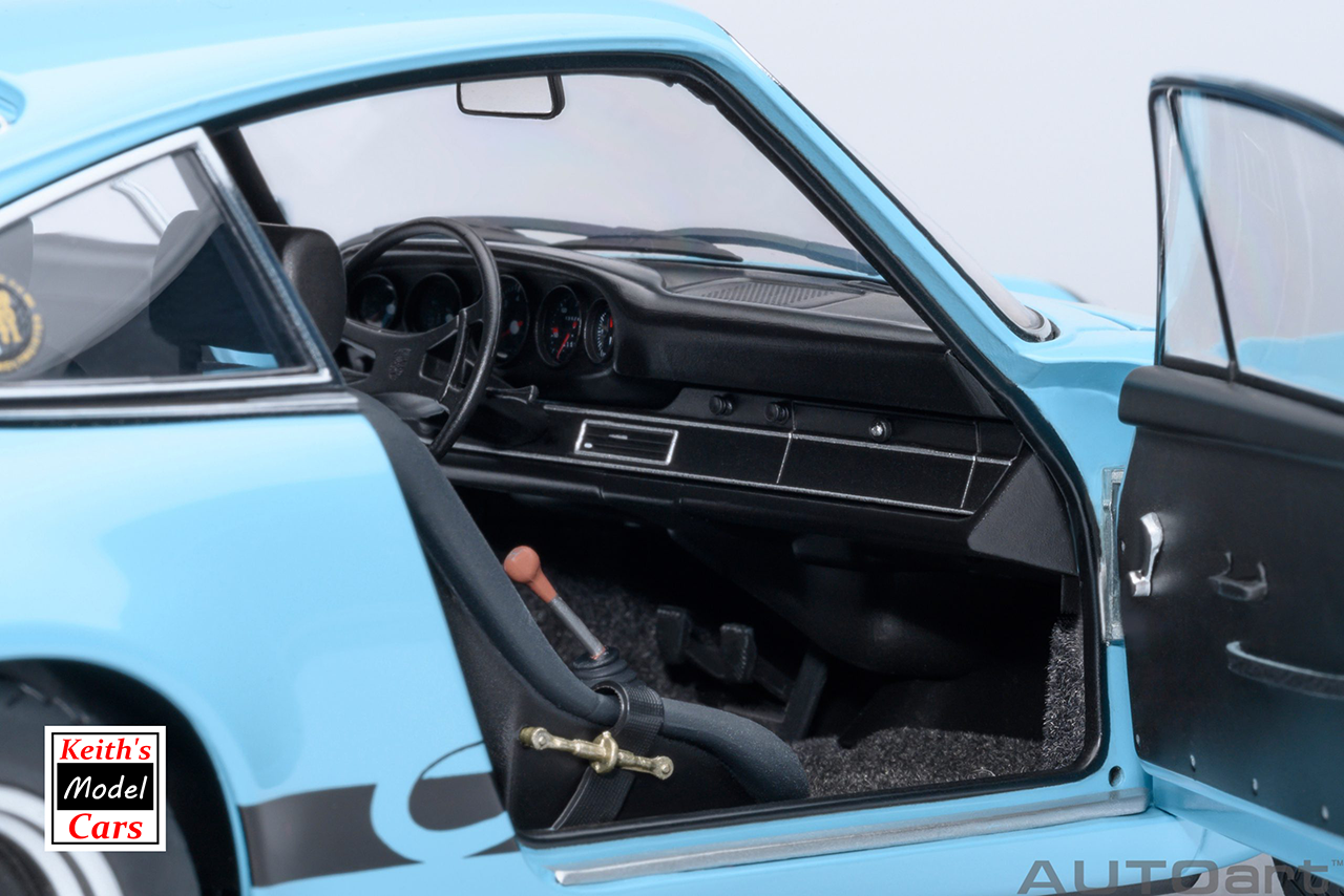 [1/18 Scale] Porsche 911 Carrera 2.7 RS in Gulf Blue with Black stripes by AUTOart Models
