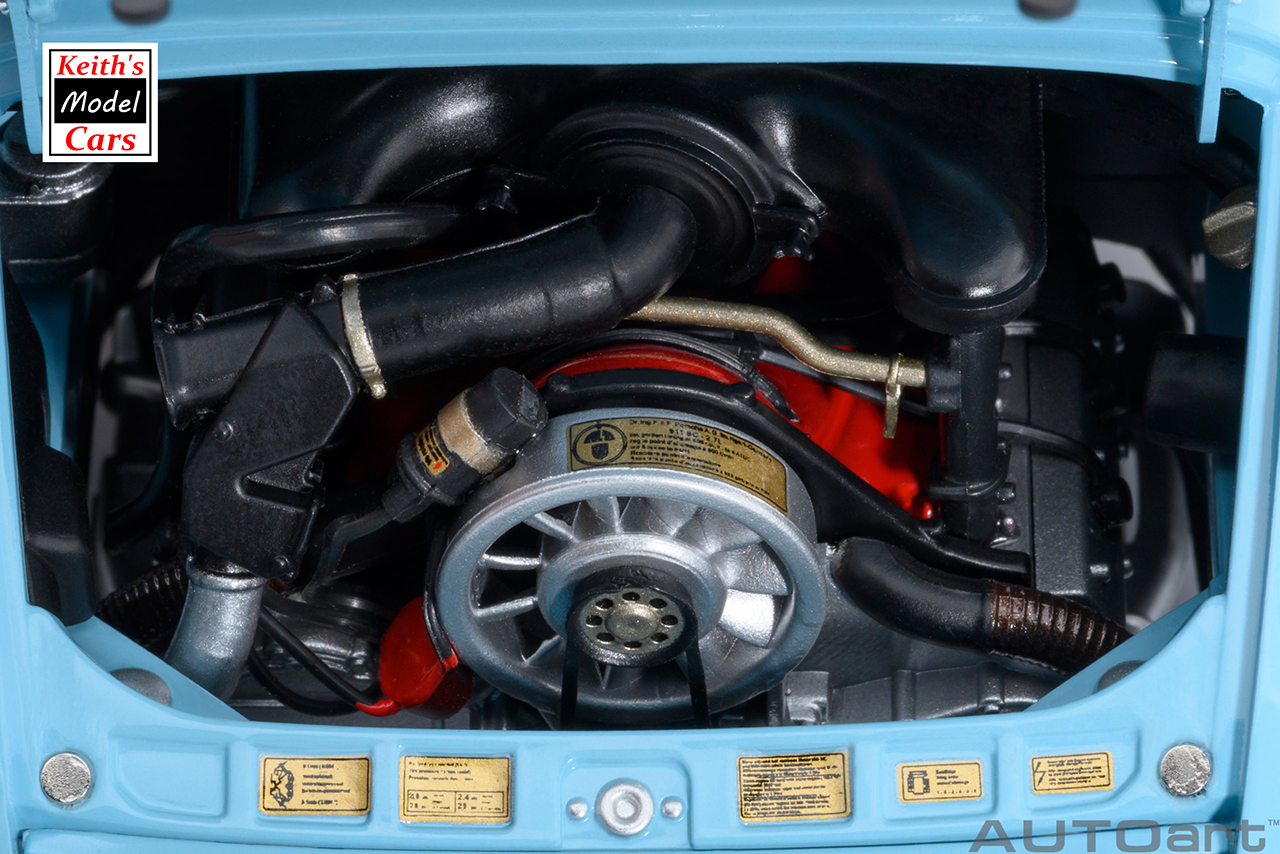 [1/18 Scale] Porsche 911 Carrera 2.7 RS in Gulf Blue with Black stripes by AUTOart Models