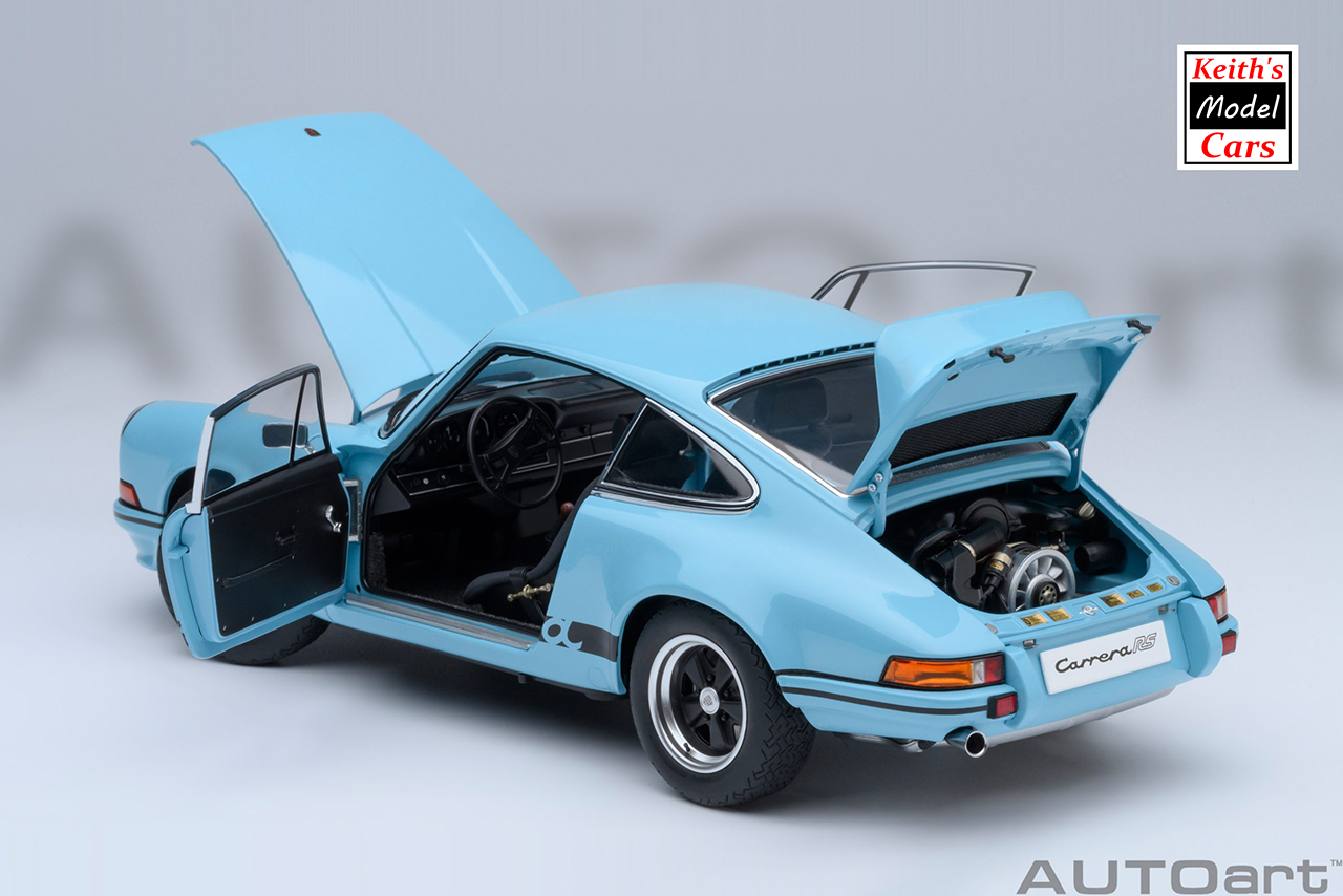 [1/18 Scale] Porsche 911 Carrera 2.7 RS in Gulf Blue with Black stripes by AUTOart Models