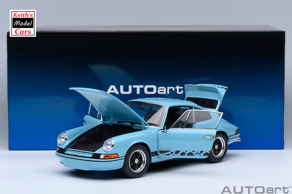 [1/18 Scale] Porsche 911 Carrera 2.7 RS in Gulf Blue with Black stripes by AUTOart Models