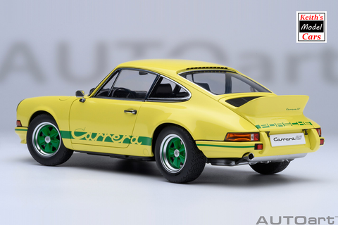 [1/18 Scale] Porsche 911 Carrera 2.7 RS in Light Yellow with Green stripes by AUTOart Models