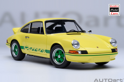 [1/18 Scale] Porsche 911 Carrera 2.7 RS in Light Yellow with Green stripes by AUTOart Models