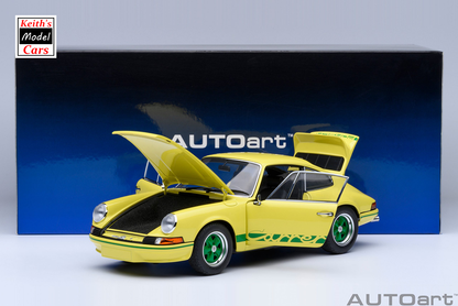 [Maßstab 1/18] Porsche 911 Carrera 2.7 RS in Hellgelb mit grünen Streifen von AUTOart Models 
