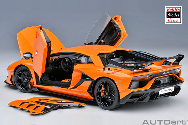 [1/18 Scale] Lamborghini Aventador SVJ in Arancio Atlas/Pearl Orange by AUTOart Models