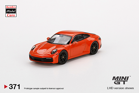 [1/64 Scale] Porsche 911 (992) Carrera 4S in Lava Orange by MiJo Exclusives Mini GT