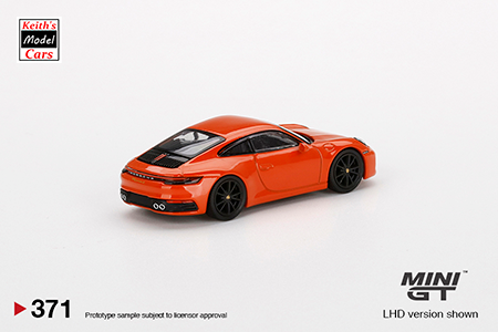 [1/64 Scale] Porsche 911 (992) Carrera 4S in Lava Orange by MiJo Exclusives Mini GT
