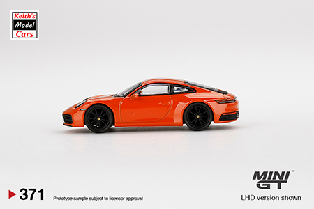 [1/64 Scale] Porsche 911 (992) Carrera 4S in Lava Orange by MiJo Exclusives Mini GT