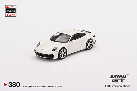 [1/64 Scale] Porsche 911 (992) Carrera S in White by MiJo Exclusives Mini GT