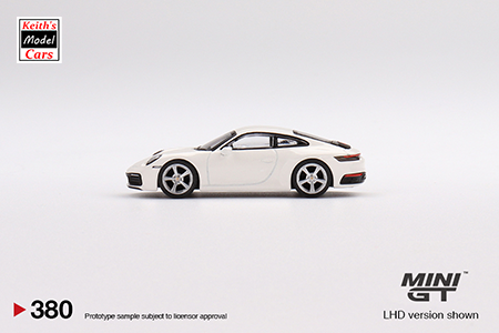 [Maßstab 1/64] Porsche 911 (992) Carrera S in Weiß von MiJo Exclusives Mini GT 