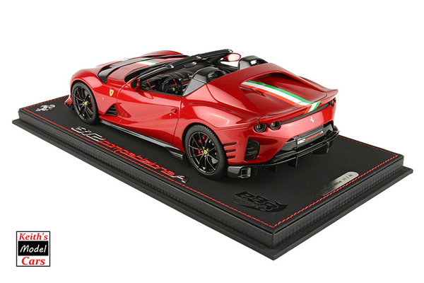 [1/18 Scale] Ferrari 812 Competizione Aperta in Rosso Magma with Tricolore Stripe by BBR Models