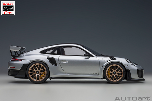 [1/18 Scale] Porsche 911 GT2 RS Weissach Package in GT Silver by AUTOart Models