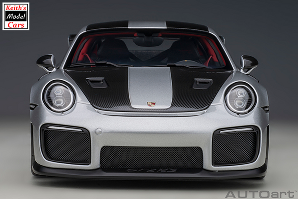 [1/18 Scale] Porsche 911 GT2 RS Weissach Package in GT Silver by AUTOart Models