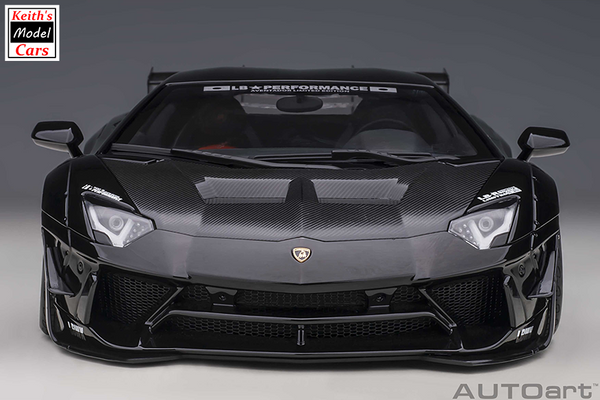 [1/18 Scale] Liberty Walk LB-WORKS Lamborghini Aventador Limited Edition in Black with Carbon Black Bonnet by AUTOart Models