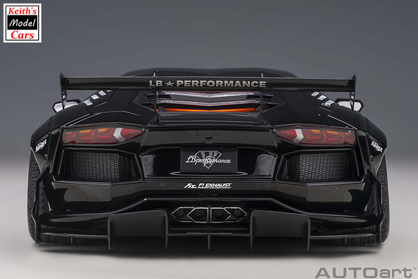 [1/18 Scale] Liberty Walk LB-WORKS Lamborghini Aventador Limited Edition in Black with Carbon Black Bonnet by AUTOart Models