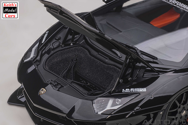 [1/18 Scale] Liberty Walk LB-WORKS Lamborghini Aventador Limited Edition in Black with Carbon Black Bonnet by AUTOart Models