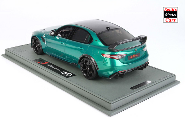 [1/18 Scale] Alfa Romeo Giulia GTAm in Verde Montreal with Black brake calipers and Black seat harnesses by BBR Models