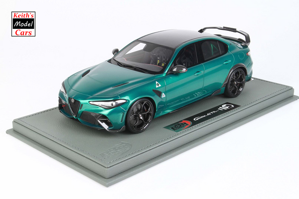 [1/18 Scale] Alfa Romeo Giulia GTAm in Verde Montreal with Black brake calipers and Black seat harnesses by BBR Models