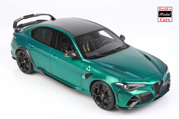 [1/18 Scale] Alfa Romeo Giulia GTAm in Verde Montreal with Black brake calipers and Black seat harnesses by BBR Models