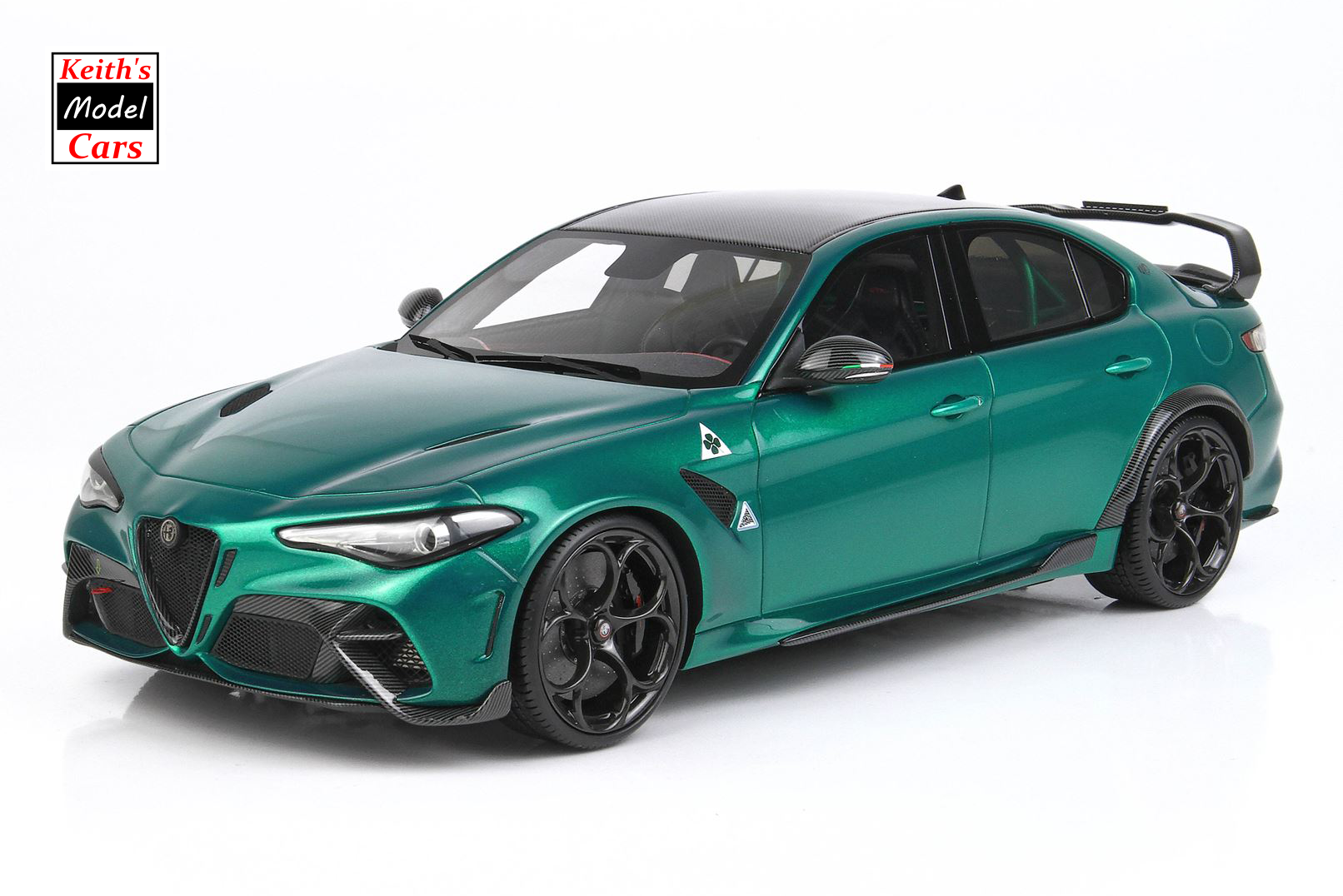 [1/18 Scale] Alfa Romeo Giulia GTAm in Verde Montreal with Black brake calipers and Black seat harnesses by BBR Models